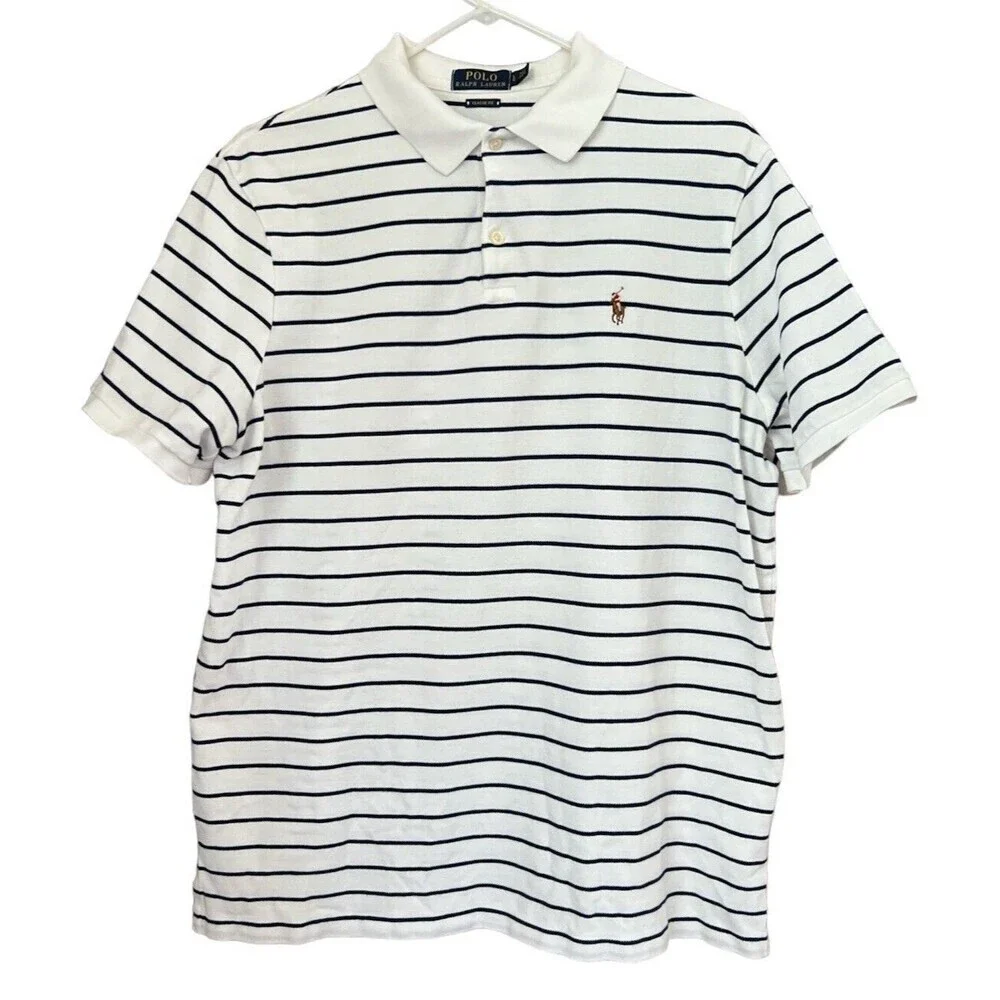 Polo Ralph Lauren Men's Classic-Fit Soft Cotton Shirt Sz L White French Navy